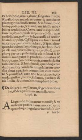 De dolore mamillarum ... Capi. 11.
