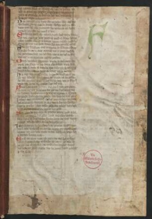 Fragment, 14. Jh. (ehem. Spiegelblatt, abgelöst, siehe auch hinten im Einband)