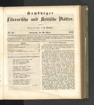No. 20. 10. März 1852