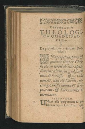 I. De propositione cuiusdam Pontificii.