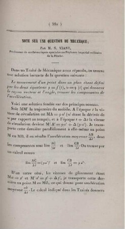 Note sur une question de mécanique.