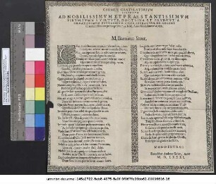 Carmen Gratvlatorivm Scriptvm Ad Nobilissimvm ... Evstachivm à Mvnchshavsen, Ob Recens illi natum filiolum primogenitum, 9. Maij, Anno salutis humanæ, 1581.