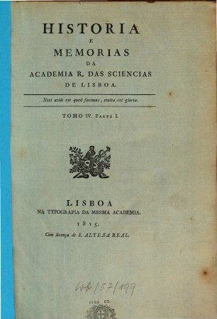 História e memórias da Académia Real das Sciências de Lisboa. 4,1. 1815/16