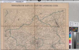 Topographische Karte des Stadt- und Landkreises Essen. Bearbeitet im Auftrag des Kreistages vom Landmesser A. Hofacker, Ddf. 1894 /Lith. und Druck des Berliner lith. Instituts.
