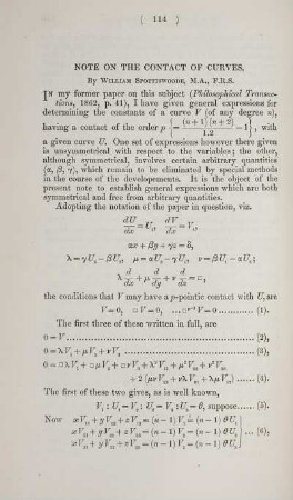 Note on the contact of curves.