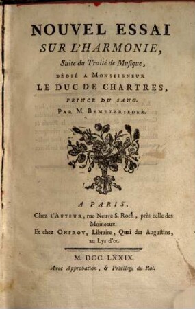 Nouvel essai sur l'harmonie : suite du traité de musique