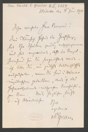 Brief an Ferruccio Busoni : 04.06.1901