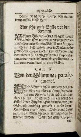 Cap. X. Von der Lähmung/ paralysis genandt.
