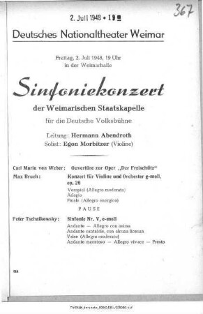 Sinfoniekonzert [...] für die Deutsche Volksbühne
