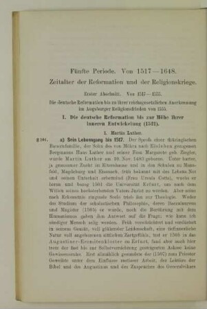 Fünfte Periode. Von 1517-1648. Zeitalter der Reformation und der Religionskriege