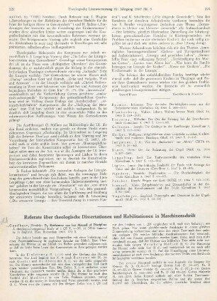 Referate über theologische Dissertationen und Habilitationen in Maschinenschrift