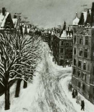 Winterliche Straße in Halle