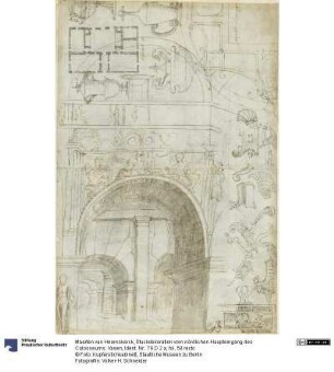 Stuckdekoration vom nördlichen Haupteingang des Colosseums. Vasen