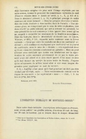 L' inscription hébraïque de Montreuil-Bonnin