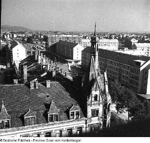 Neubauviertel Striesen (Baustelle, Wohnblocks, Blick von oben)
