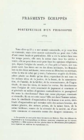 Fragments échappés du portefeuille d'un philosophe