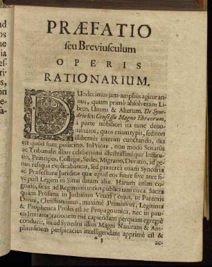 Præfatio seu Breviusculum Operis Rationarium.
