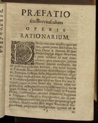 Præfatio seu Breviusculum Operis Rationarium.