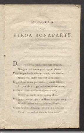 Elegia Ad Heroa Bonaparte.