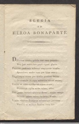 Elegia Ad Heroa Bonaparte.