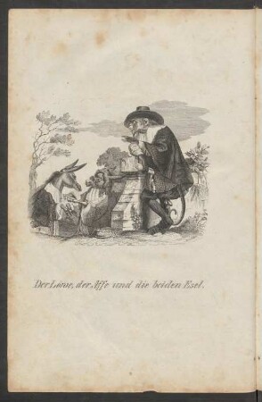 Der Löwe, der Affe und die beiden Esel.