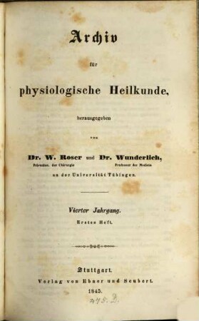 Archiv für physiologische Heilkunde. 4, 4. 1845