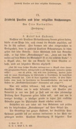 121-142 Friedrich Paulsen und seine religiösen Anschauungen : Fortsetzung