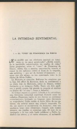 La intimidad sentimental