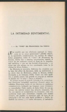 La intimidad sentimental