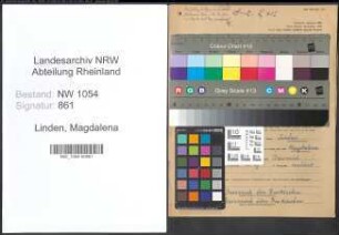 Entnazifizierung Magdalena Linden , geb. 29.03.1886 ()