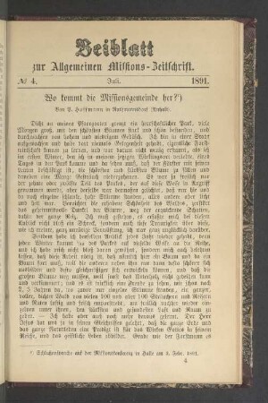 Beiblatt N° 4. Juli. 1891