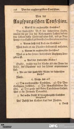 Von der Augspurgischen Confeßion.
