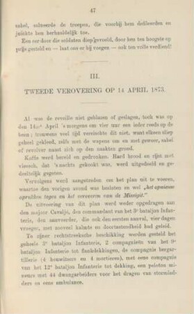 III. Tweede verovering op 14 april 1873