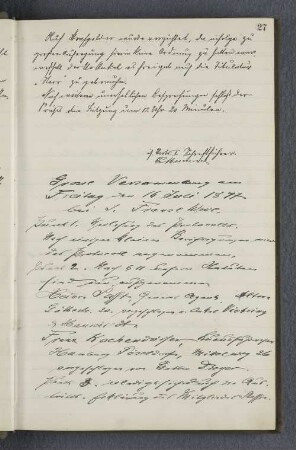 Grosse Versammlung am Freitag den 14 Juli 1897 bei J. Franzl [...]