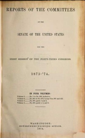 Senate documents. [268,f.] 1873/74, Vol. 3,2 = Congress 43, Sess. 1