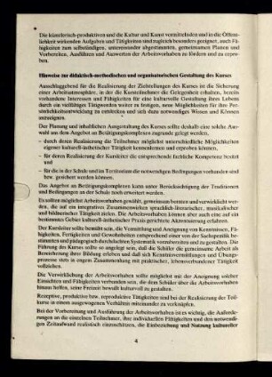 Hinweise zur didaktisch-methodischen und organisatorischen Gestaltung des Kurses