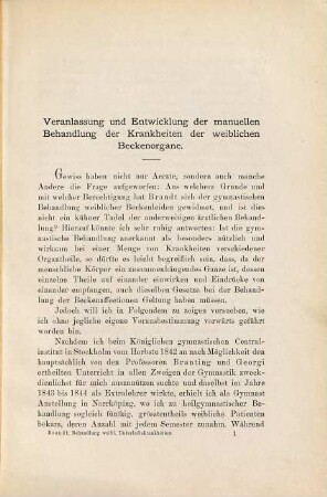 Thure Brandt's Heilgymnastische Behandlung weiblicher Unterleibskrankheiten : Nach dem schwedischen Original übersetzt von Dr. Alfred Resch