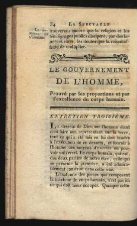 Entretien troisième. Le gouvernement de l'homme, prouvé par [...]