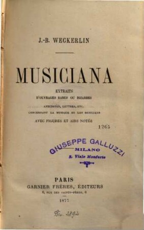 Musiciana : extraits d'ouvrages rares ou bizarres ...
