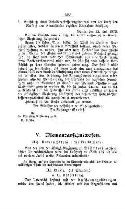 Unterrichtspläne für Volksschulen : [V. Elementarschulwesen]