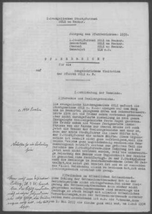 Sulz/Neckar: Pfarrbericht 1935