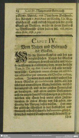 Caput IV. Vom Nutzen und Gebrauch der Glocken