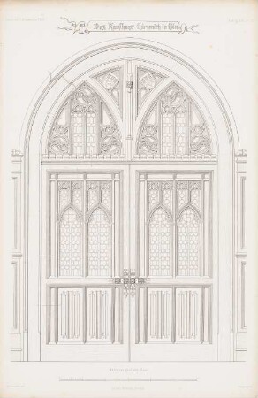 Kaufhaus Gürzenich, Köln: Ansicht Tür (aus: Atlas zur Zeitschrift für Bauwesen, hrsg. v. G. Erbkam, Jg. 13, 1863)