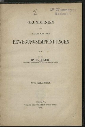 Grundlinien der Lehre von den Bewegungsempfindungen