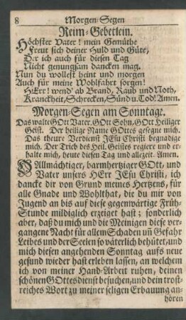 Morgen-Segen am Sonntage