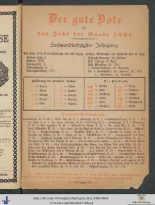 66. Jahrgang: Der Gute Bote: ... für das Jahr der Gnade 1904