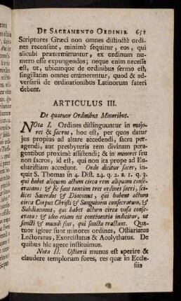 651-661, Articulus III. De quatuor Ordinibus Minoribus.