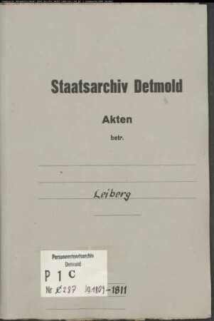 Belegakten zum Heiratsregister der katholischen Gemeinde Leiberg, Kreis Büren (1809-1811)