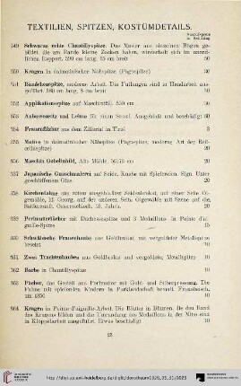 Textilien, Spitzen, Kostümdetails (Nr. 349-372)