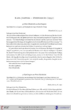 Karl Jaspers- Diederichs (Diederichs Verlag, Düsseldorf) 1951
